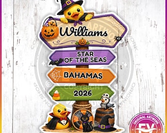 Halloween Cruise Door Magnets Cute Duck Sign | Large Personalized Halloween Cruise Duck Magnet Door Sign Any Cruise | Halloween Cruise Gift