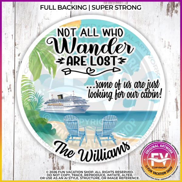 Imanes para puertas de cruceros: No todos los que deambulan están perdidos / Imanes personalizados para puertas de cruceros Royal Caribbean, Disney y Norwegian / Idea de regalo para cruceros