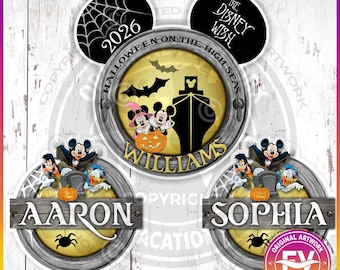 Halloween Disney Cruise Door Magnet | Personalized Disney Cruise Door Magnet | Halloween High Seas Cruise Cabin Door Decor