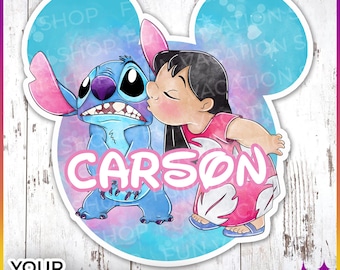 Imán para el crucero de Disney de Lilo y Stitch / Imán personalizado para la puerta del crucero de Disney de Stitch / Letrero para el refrigerador / Regalo para el crucero de Disney / Regalo para fanáticos de Stitch