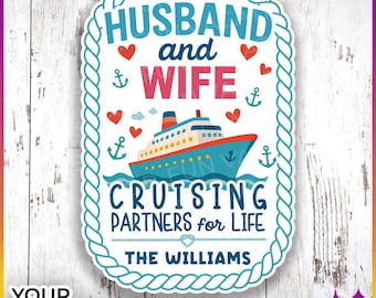 Imán para puerta de crucero "Compañeros de crucero para toda la vida" / Letrero grande personalizado para puerta de crucero "Compañeros de crucero para marido y mujer" para todas las líneas de cruceros.