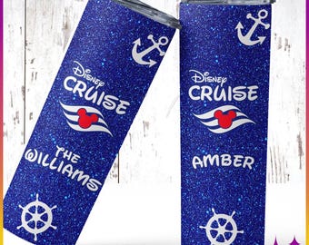 Disney Cruise Tumbler Cup Shimmery Faux Glitter | Custom Disney Cruise Gift Cup Faux Glitter Tumbler Design | Disney Family Cruise Gift