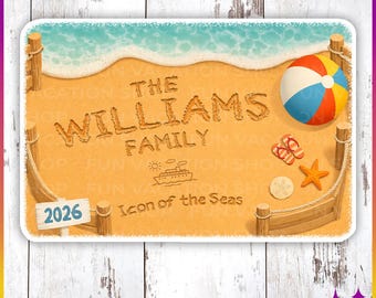 Cruise Door Magnets Sandy Beach Name/Ship/Year | Personalized Family Name Magnet Royal Disney Virgin MSC NCL Celebrity Sign | Cruise Gift