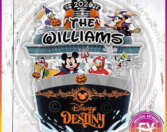 Halloween Disney Cruise Magnet Ship Sign Mickey and Friends | X-Large Personalized Disney Treasure Destiny Fantasy Ship Cruise Door Magnet