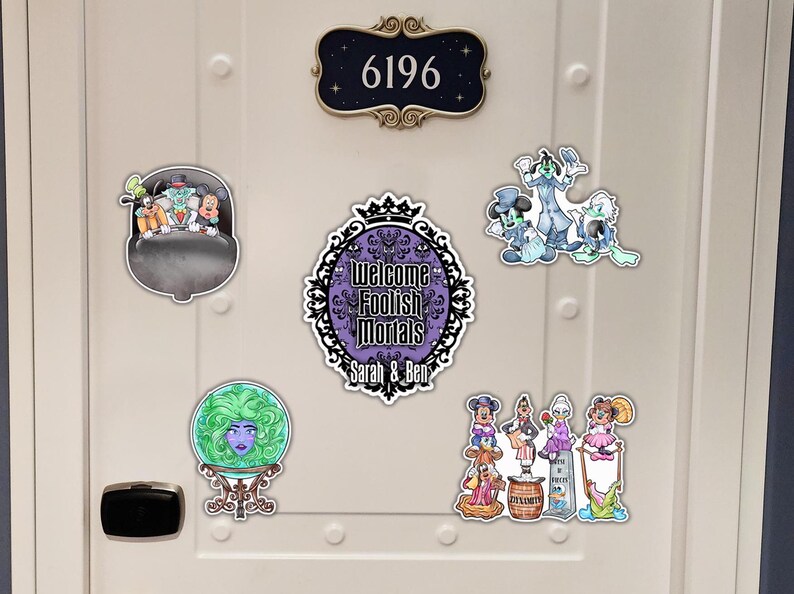 Haunted Mansion Disney Cruise Door Magnet 5-Piece Set | Disney Haunted Mansion Cruise or Resort Door Magnet Sign | Disney Cruise Gift