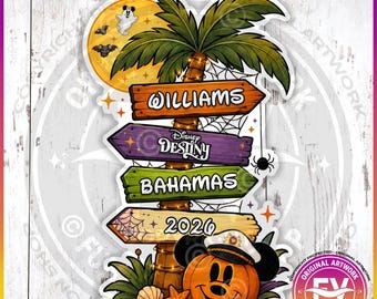 Disney Halloween Cruise Door Magnet Palm | Personalized Halloween Disney Cruise Magnet Sign | Jumbo and XL Halloween Cruise Door Magnet Sets