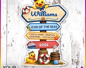 Cruise Door Magnets Direction Sign Cute Duck Sign | Large Personalized Cruise Duck Magnet Door Sign for Any Cruise | Cruise Gift