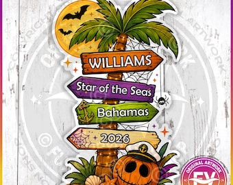 Halloween Cruise Door Magnet for All Cruise Lines | Personalized Halloween Cruise Magnet Sign | Jumbo and XL | Halloween Cruise Gift Set