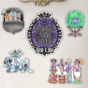 Haunted Mansion Disney Cruise Door Magnet 5-Piece Set | Disney Haunted Mansion Cruise or Resort Door Magnet Sign | Disney Cruise Gift