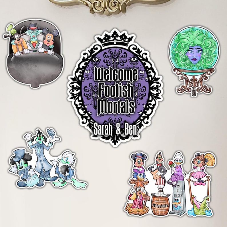 Haunted Mansion Disney Cruise Door Magnet 5-Piece Set | Disney Haunted Mansion Cruise or Resort Door Magnet Sign | Disney Cruise Gift