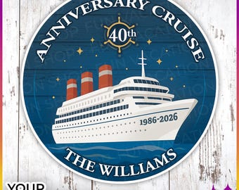 Personalized Anniversary Cruise Door Magnet | Elegant Celebration Cabin Door Decor Sign