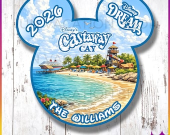 Castaway Cay Disney Cruise Door Magnet | Personalized Castaway Cay Disney Cruise Magnet Door Decor Sign with Characters | Disney Cruise Gift