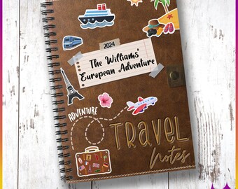Travel Notebook and Personalized Travel Journal | Travel Diary | Custom Travel Notebook for Travel Itinerary, Planner, Checklist, or Notes