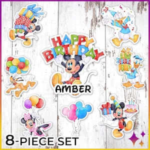 Birthday Cruise Door Magnet Set 8-Pc Mickey Friends | Personalized Disney Birthday Cruise Resort Door Magnet Sign | Birthday Cruise Gift