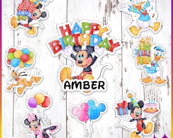 Juego de 8 imanes para puerta de crucero de cumpleaños con Mickey y sus amigos / Letrero magnético personalizado para puerta de crucero de cumpleaños de Disney / Regalo de crucero de cumpleaños