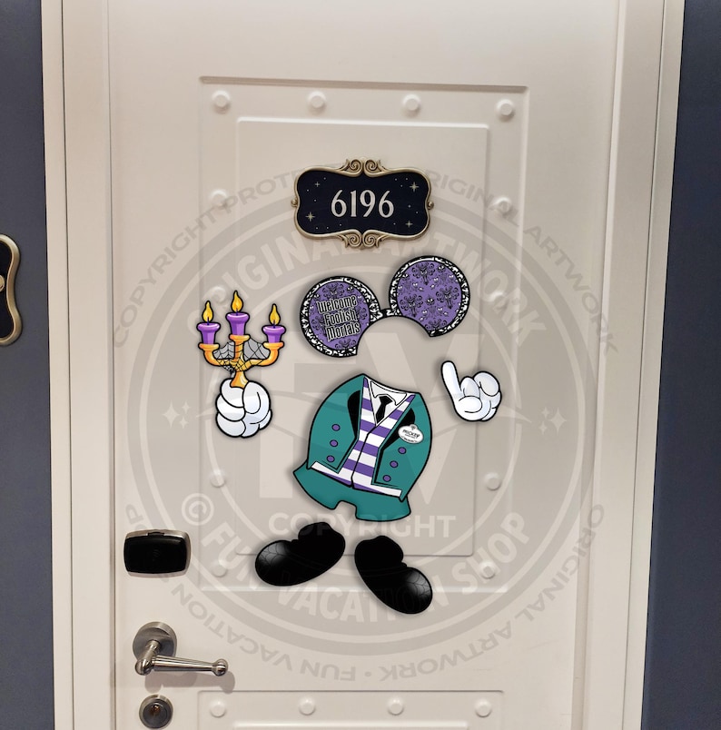 6-Piece Haunted Mansion Mickey Disney Cruise Door Magnet Set | Disney Haunted Mansion Cruise or Resort Door Magnet Sign | Disney Cruise Gift