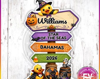 Halloween Cruise Door Magnets Cute Duck Sign | Large Personalized Halloween Cruise Duck Magnet Door Sign Any Cruise | Halloween Cruise Gift