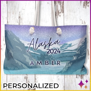 Custom Alaskan Cruise Tote Beach Bag | Personalized Royal Caribbean Disney Norwegian Alaskan Cruise Tote Bag | Cruise Gift Bag Idea