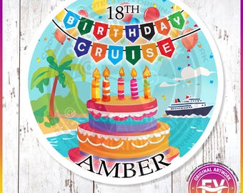 Imanes para puertas de cruceros de cumpleaños / Imanes personalizados para puertas de cruceros Royal Norwegian, NCL y Disney Caribbean / Idea de regalo de cumpleaños para cruceros