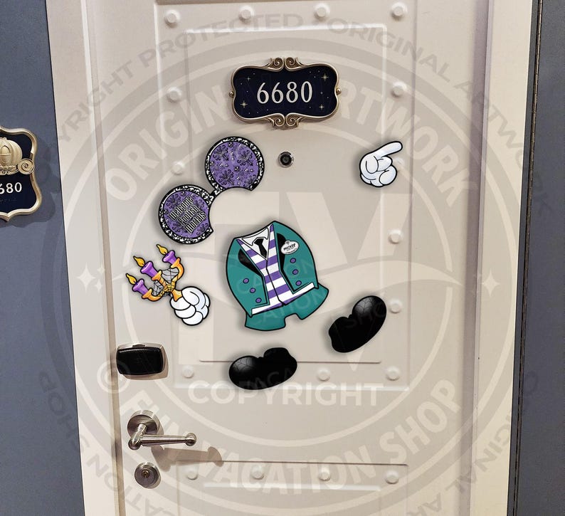 6-Piece Haunted Mansion Mickey Disney Cruise Door Magnet Set | Disney Haunted Mansion Cruise or Resort Door Magnet Sign | Disney Cruise Gift