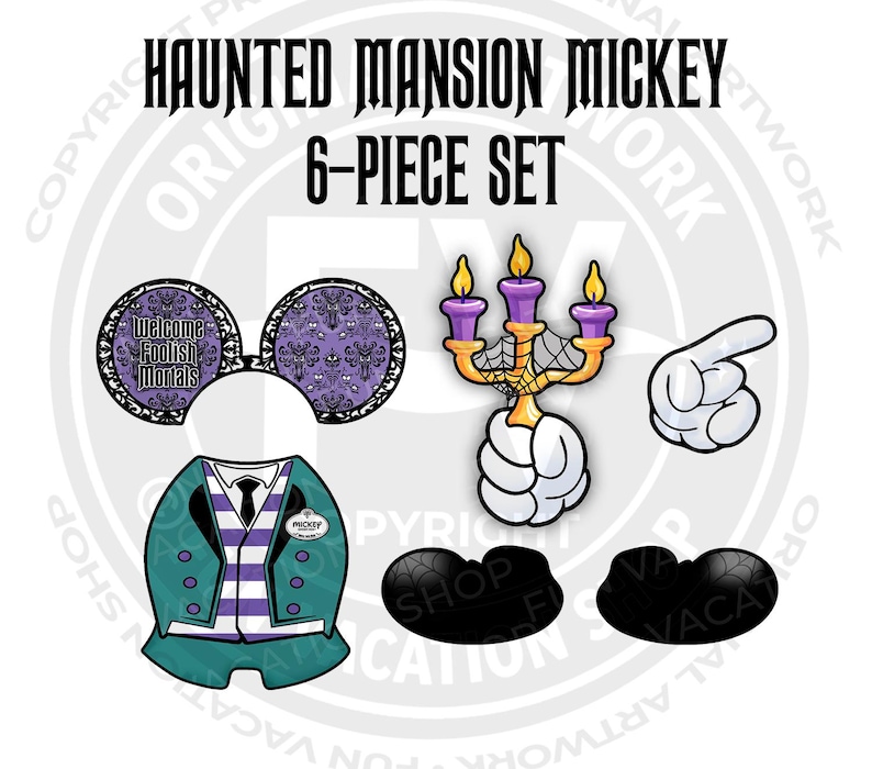 6-Piece Haunted Mansion Mickey Disney Cruise Door Magnet Set | Disney Haunted Mansion Cruise or Resort Door Magnet Sign | Disney Cruise Gift