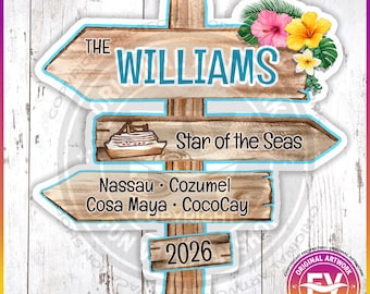 Cruise Door Magnets Direction Sign | Personalized Royal Disney Caribbean Norwegian Celebrity Cruise Door Magnets | Cruise Gift Idea