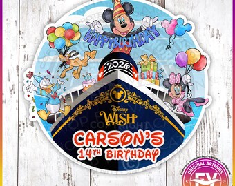 Disney Cruise Magnet for Disney Birthday Cruise | Personalized Birthday Disney Cruise Door Magnet Sign for Any Birthday Cruise Decor