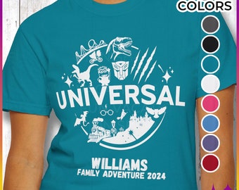 Camiseta de viaje familiar de Universal Studios: Wizard / Camisetas de vacaciones personalizadas en 8 colores para el parque Universal Studios