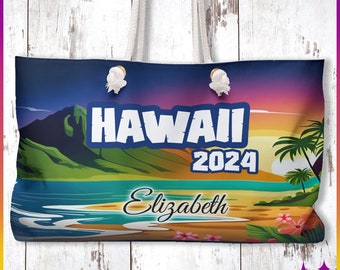 Personalized Hawaiian Cruise Vacation Tote Bag | Custom Royal Caribbean Disney Norwegian Hawaii Cruise Gift Idea | Hawaii Tote Bag