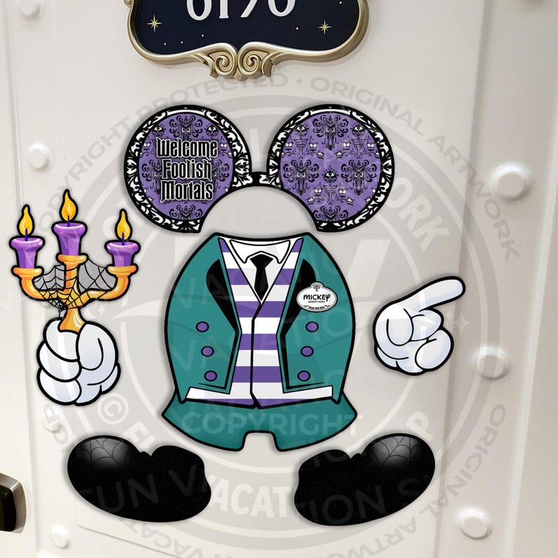 6-Piece Haunted Mansion Mickey Disney Cruise Door Magnet Set | Disney Haunted Mansion Cruise or Resort Door Magnet Sign | Disney Cruise Gift