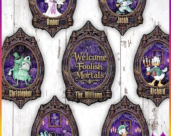 Haunted Mansion Disney Cruise Magnet Set | Large Personalized Disney Cruise Door Magnet Haunted Mansion Door Decor Sign | Family Disney Gift