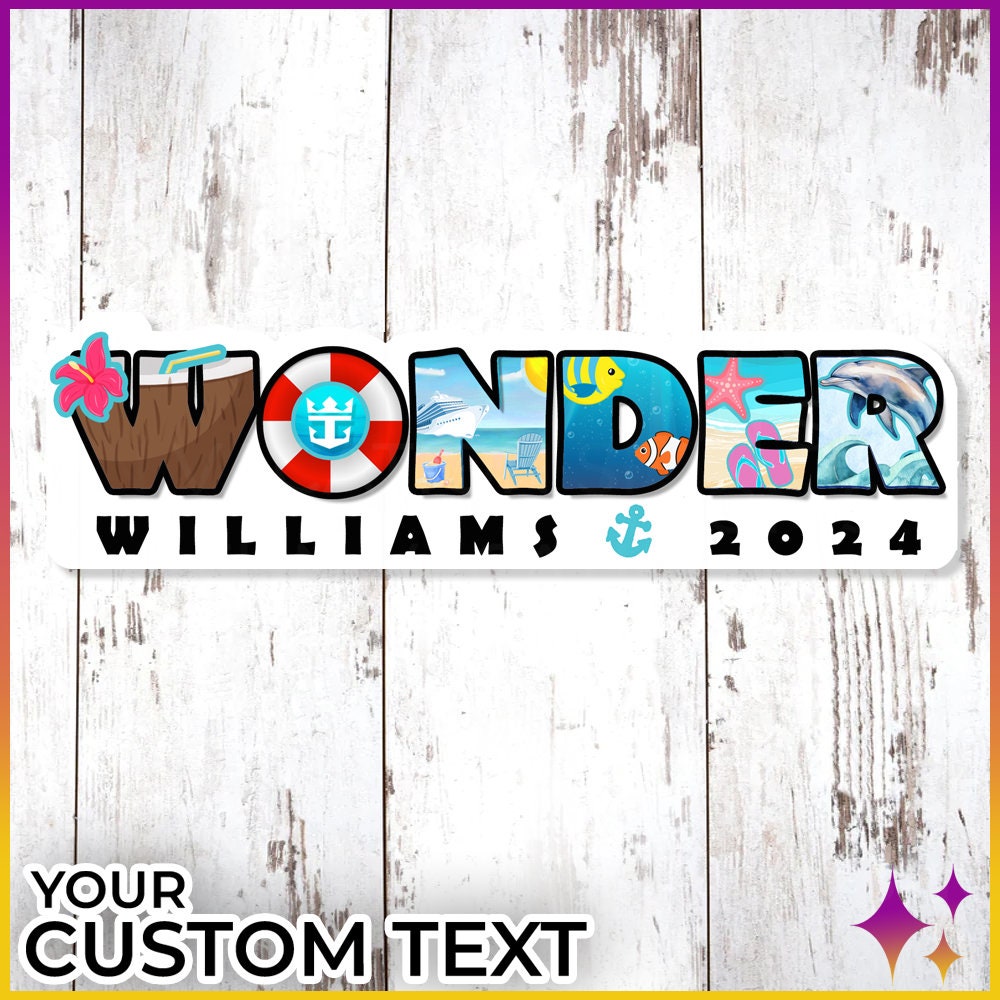 Wonder of the Seas Royal Caribbean Cruise Door Magnets | Personalized Wonder Caribbean Royal Cruise Door Magnet Sign | Cruise Door Decor
