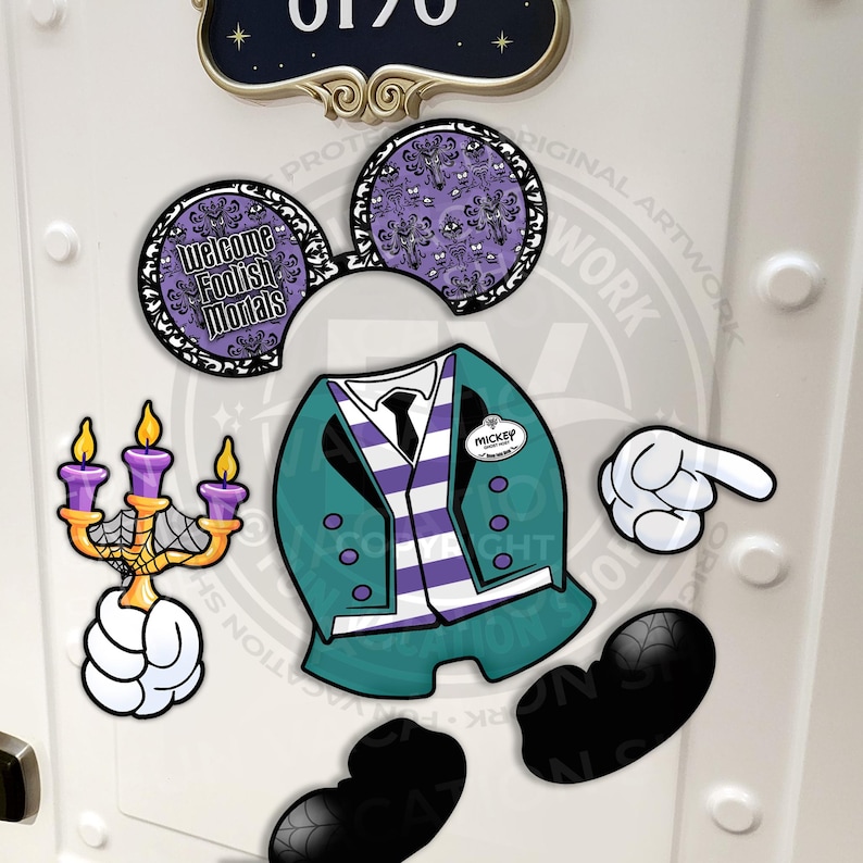 6-Piece Haunted Mansion Mickey Disney Cruise Door Magnet Set | Disney Haunted Mansion Cruise or Resort Door Magnet Sign | Disney Cruise Gift