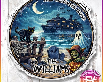 Cruise Door Magnets Spooky Halloween Ship | Personalized Magnet for Halloween Cruise Royal Disney NCL MSC Virgin Cruise Magnet | Cruise Gift