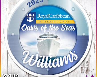 Imanes de puerta de crucero Royal / Imanes de puerta de crucero real personalizados / Idea de bolsa de regalo de crucero por el Caribe