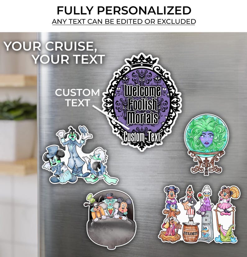 Haunted Mansion Disney Cruise Door Magnet 5-Piece Set | Disney Haunted Mansion Cruise or Resort Door Magnet Sign | Disney Cruise Gift