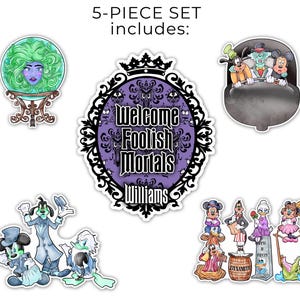 Haunted Mansion Disney Cruise Door Magnet 5-Piece Set | Disney Haunted Mansion Cruise or Resort Door Magnet Sign | Disney Cruise Gift