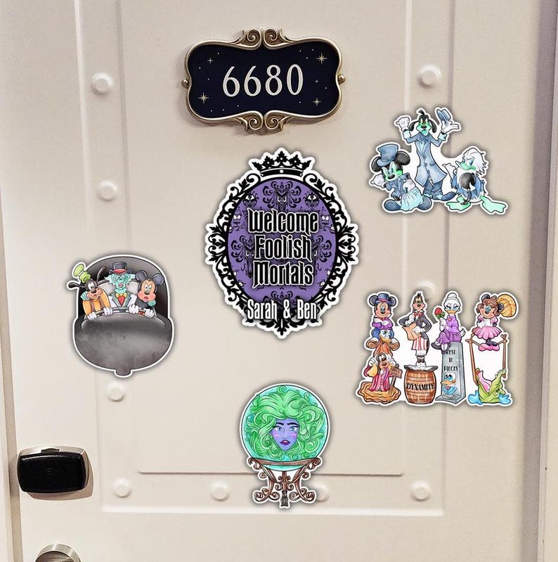 Haunted Mansion Disney Cruise Door Magnet 5-Piece Set | Disney Haunted Mansion Cruise or Resort Door Magnet Sign | Disney Cruise Gift