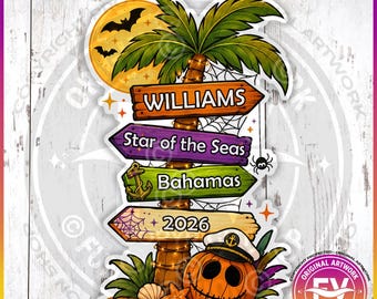 Halloween Cruise Door Magnet for All Cruise Lines | Personalized Halloween Cruise Magnet Sign | Jumbo and XL | Halloween Cruise Gift Set