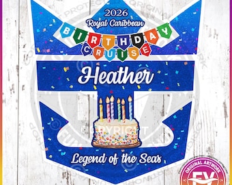Birthday Royal Caribbean Cruise Door Magnet | Personalized Royal Caribbean Birthday Anchor Cruise Door Magnet Sign | Birthday Cruise Magnet