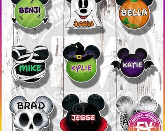 Disney Cruise Magnet Halloween Character | Disney Halloween Cruise Door Magnet Sign | Ghost, Pumpkin, Frankenstein, Bat, Witch, Mummy + More