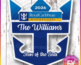 Imanes para puerta de cruceros Royal Caribbean / Imanes personalizados para puerta de cruceros Royal Caribbean / Letrero magnético con ancla para puerta de crucero