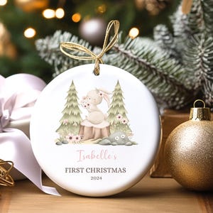 Baby First Christmas Ornament 2024, Personalized First Christmas Ornament, Custom Baby Girl Name, Baby Shower Gift, New Family Baby Keepsake