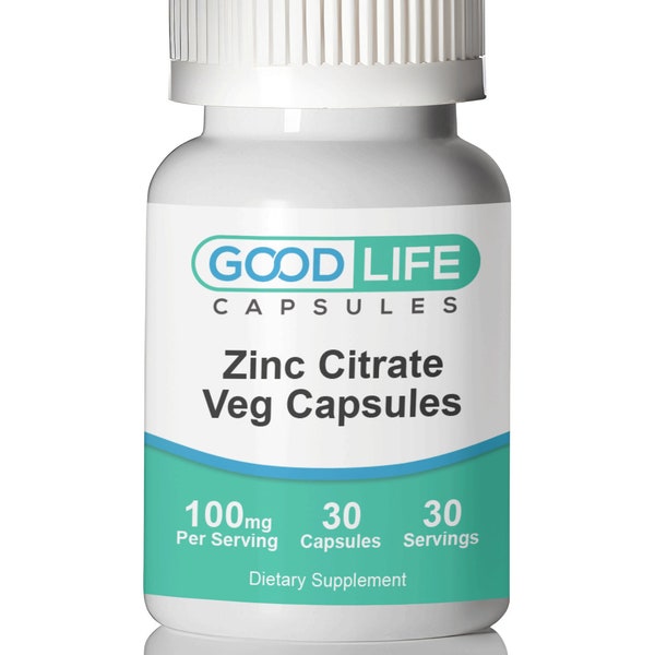 Zinc Citrate 100mg Vegan Capsules All Natural Supplement