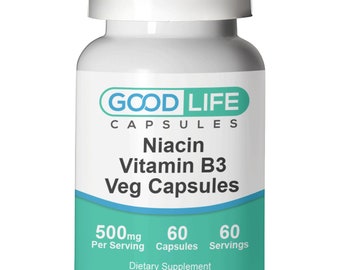 Niacin Vitamin B3 500mg Vegan Capsules All Natural Supplement