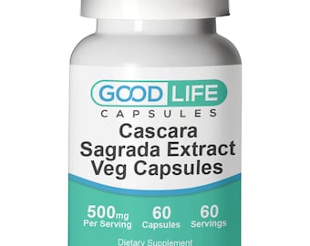 Cascara Sagrada Extract 500mg Vegan Capsules All Natural Supplement