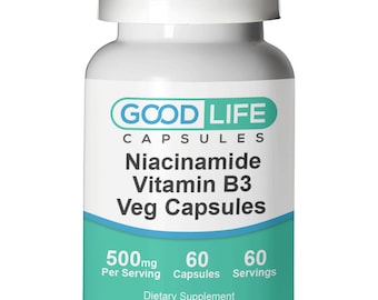 Niacinamide Vitamin B3 500mg Vegan Capsules All Natural Supplement