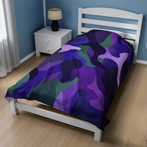 Purple Cammo Velveteen Plush Blanket