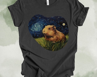 Guinea pig starry night, Silly Guinea pig Shirt, Guinea pig T-Shirt, Trendy Unisex Shirt, Women Shirt, Unisex Silly Guinea pig gift tee