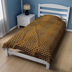 Gold Chainmail Velveteen Plush Blanket